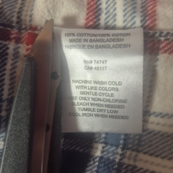 Red Head Brand Mens XL Flannel Shirt Blue Red Plaid Long Sleeve Cotton - Picture 5 of 6